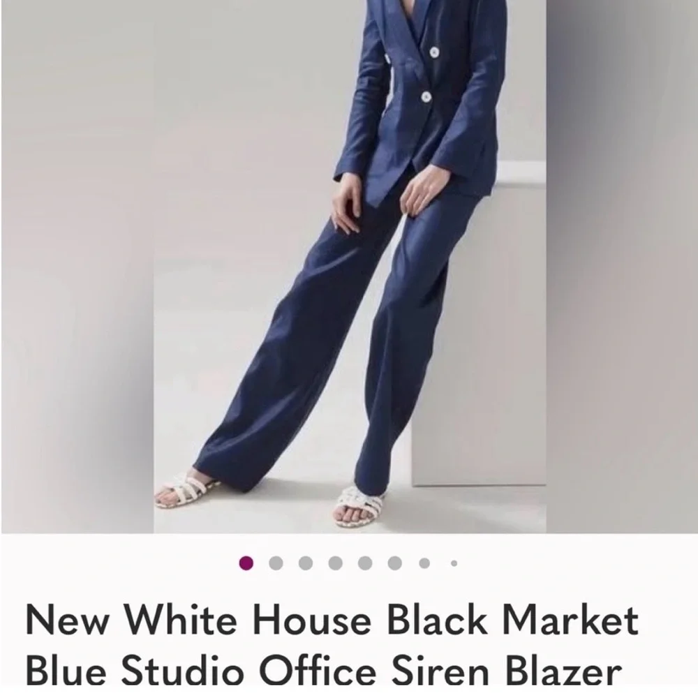 NWT White House Black Market Navy Double-Breasted Blazer with Contrast Buttons - Picture 2 of 9